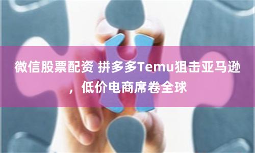 微信股票配资 拼多多Temu狙击亚马逊，低价电商席卷全球